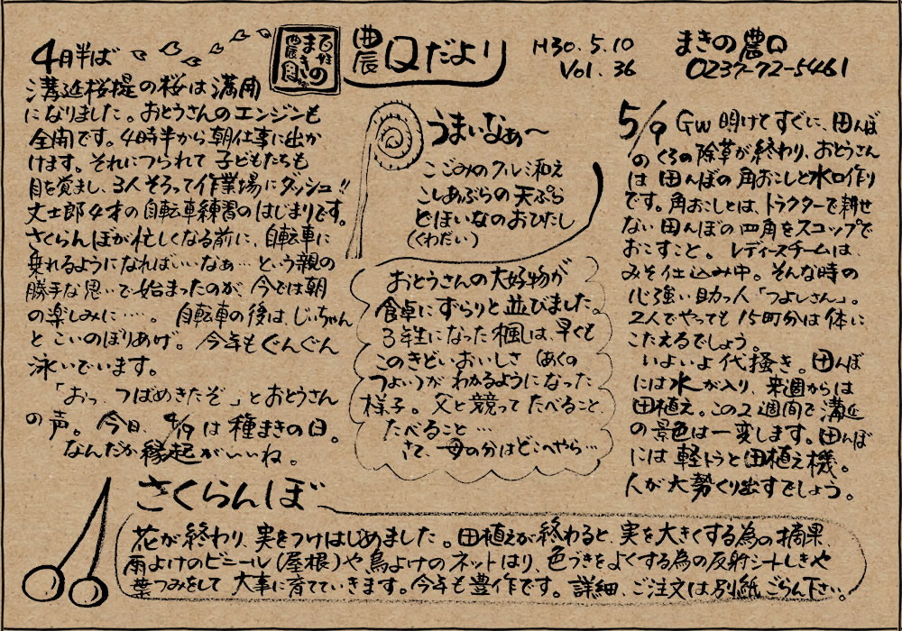 まきの農園 農園だより Vol.36