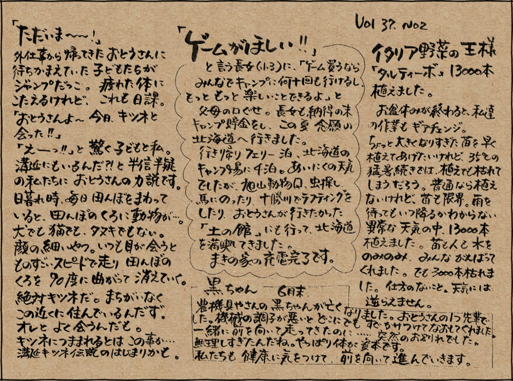 まきの農園 農園だより Vol.37